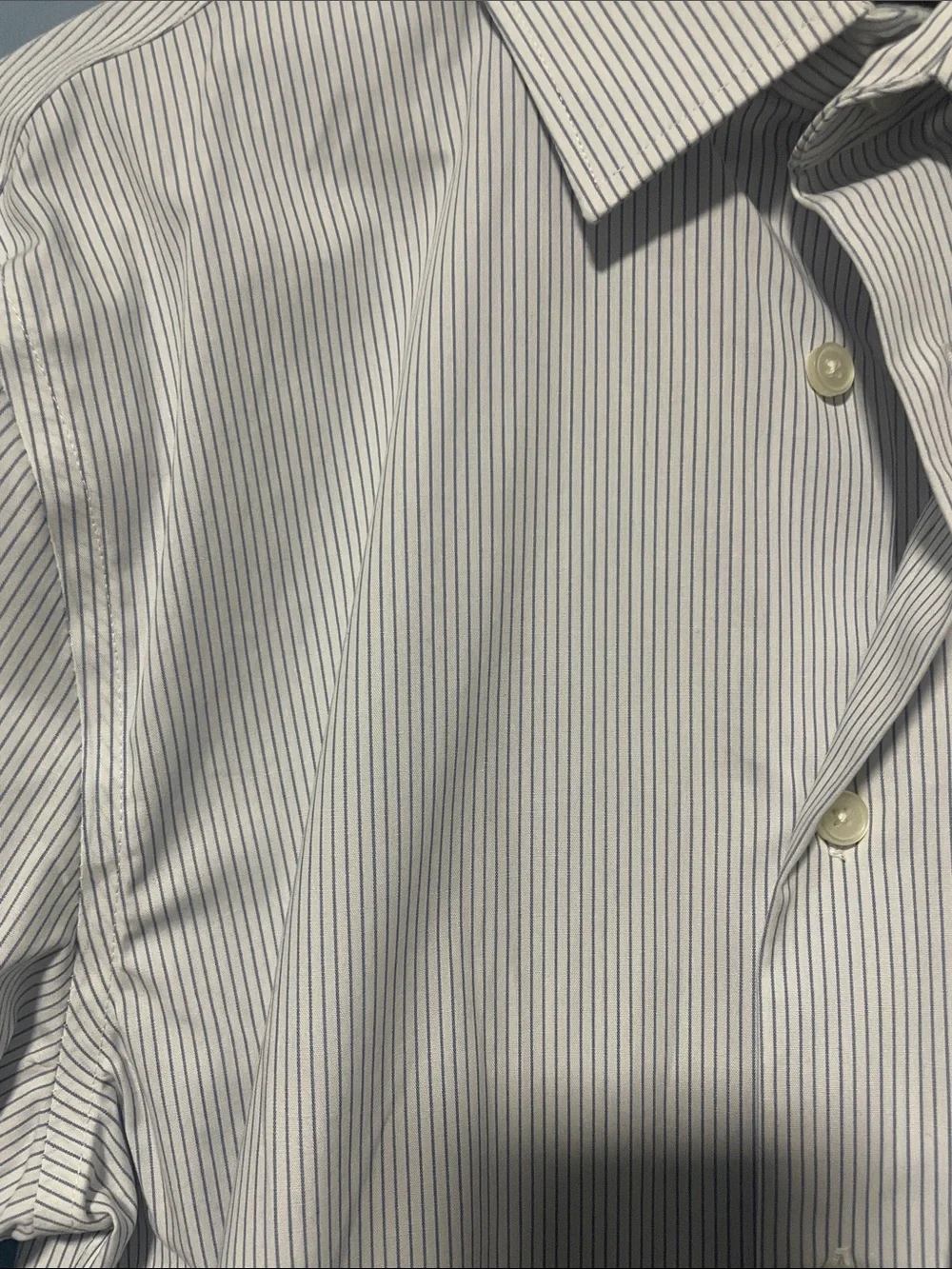 Banana Republic Men’s White Shirt with Blue Pinstripes